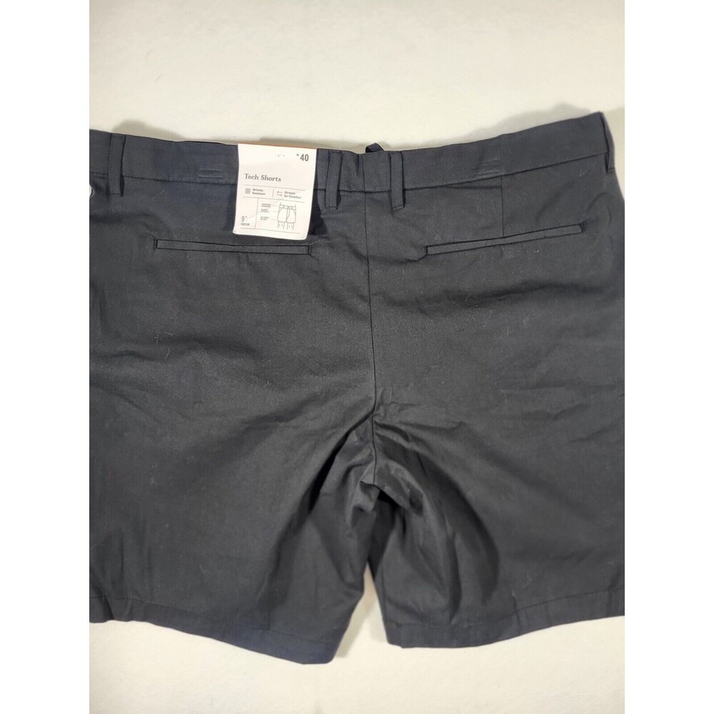 GOODFELLOW Mens Size 40 Black Wrinkle Resistant Flat Front Linden Tech Shorts - Picture 4 of 7